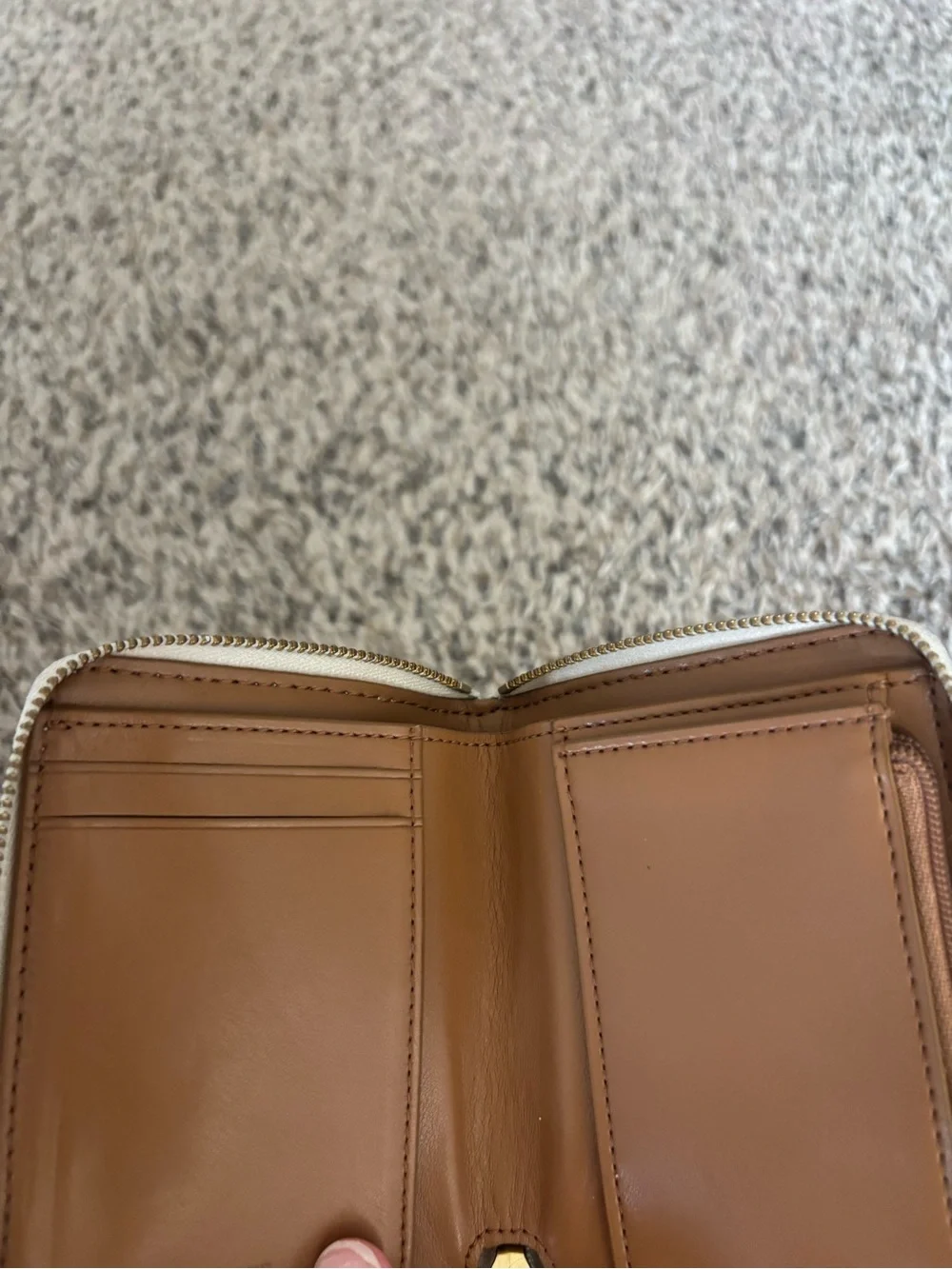 Coach Quilted Compact Zip Wallet in Cream with Gold Hardware